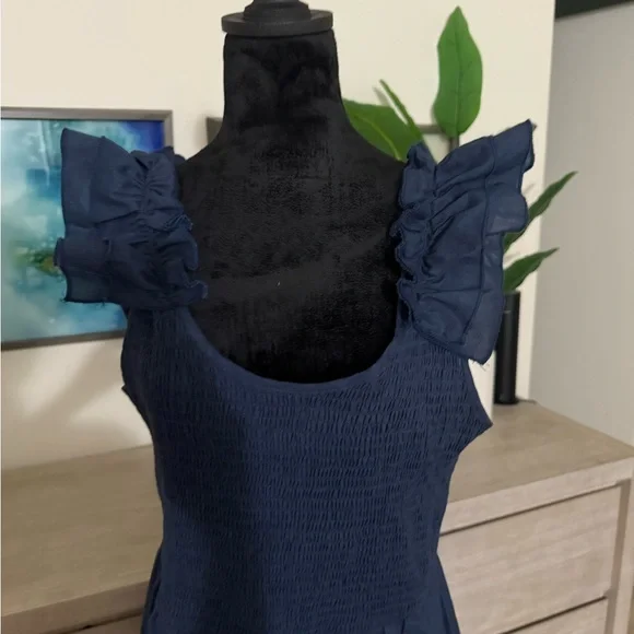 Elegant Navy Blue Women's Dress - Picture 5 of 14